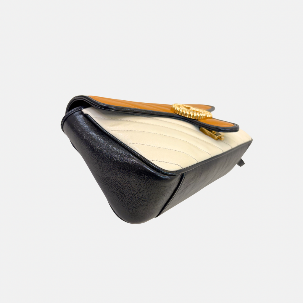 GG Marmont Shoulder Bag Mustard/White Gold Hardware