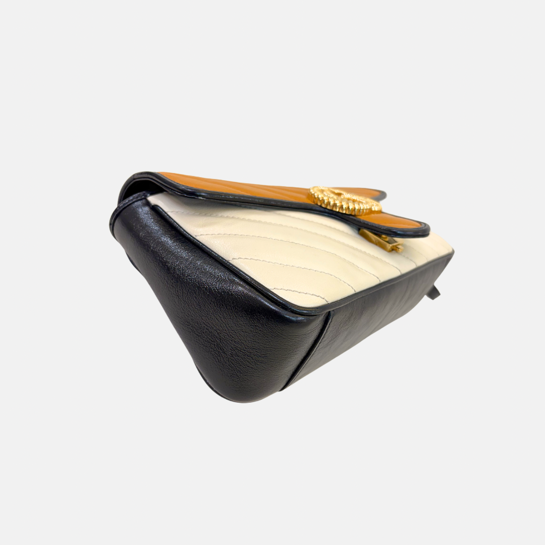 GG Marmont Shoulder Bag Mustard/White Gold Hardware