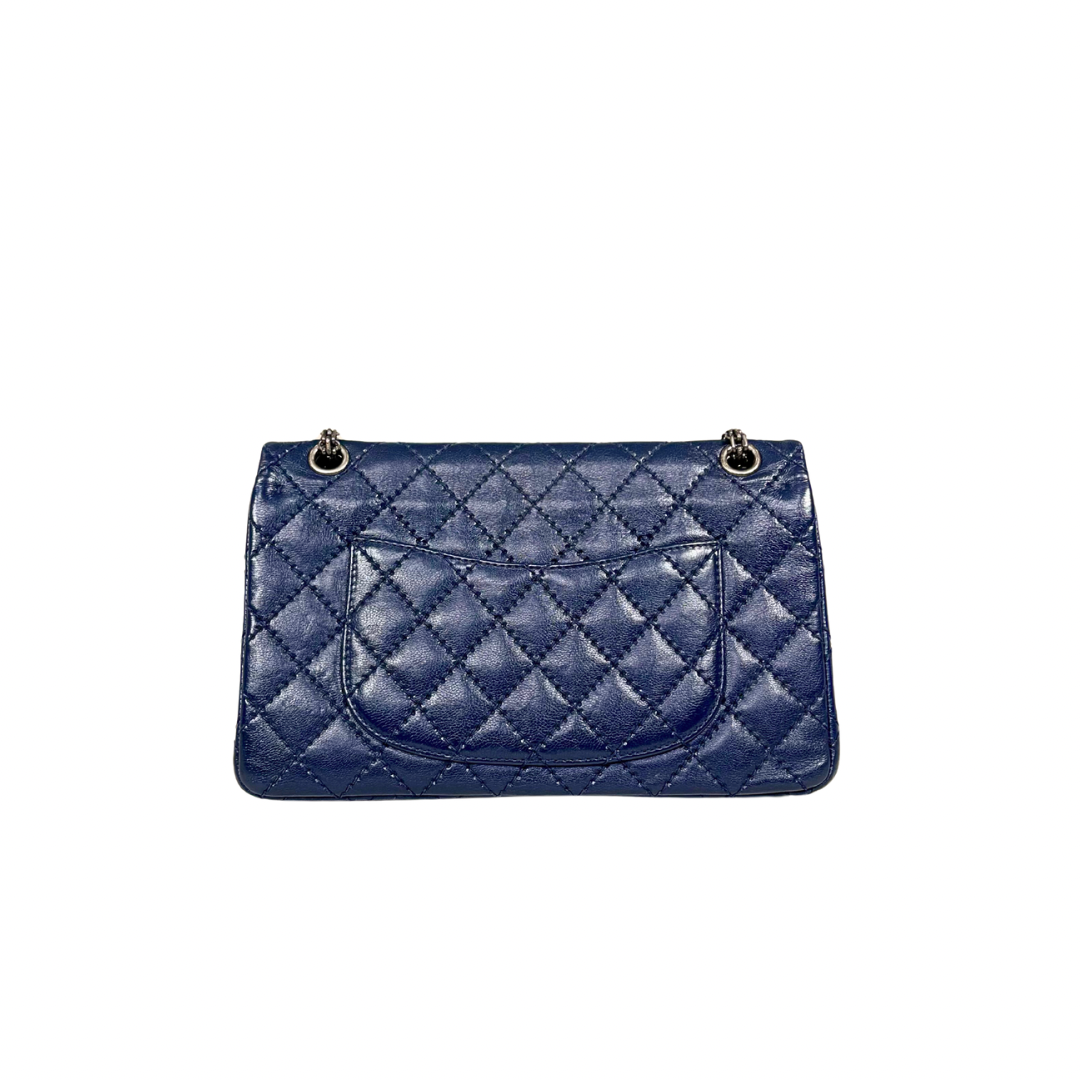Reissue Bag Navy Blue Calfskin Leather Silver-tone Hardware