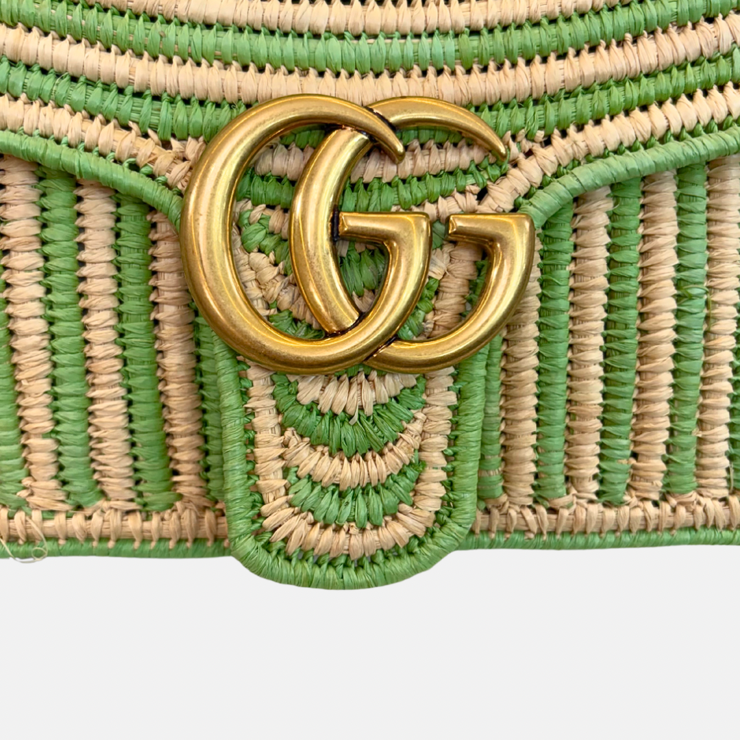Limited Edition GG Marmont Medium Raffia Woven Gold Hardware