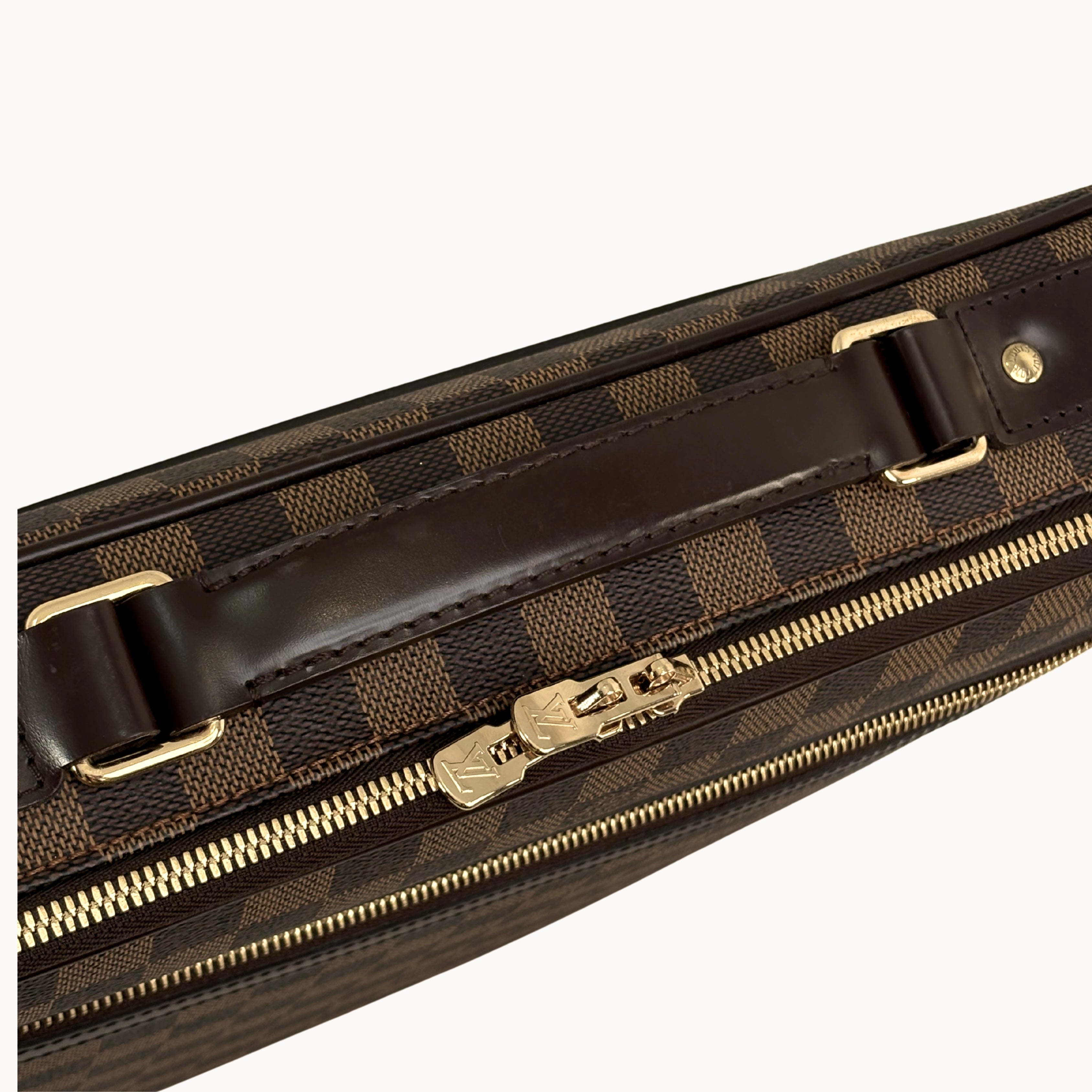 Sabana Case Bag Damier Ebene Leather Gold Hardware