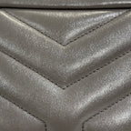 Grey Chevron Quilted Leather Toy LouLou Silver Hardware