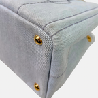 Canapa Tote Bag Grey Demin Canvas Gold Hardware