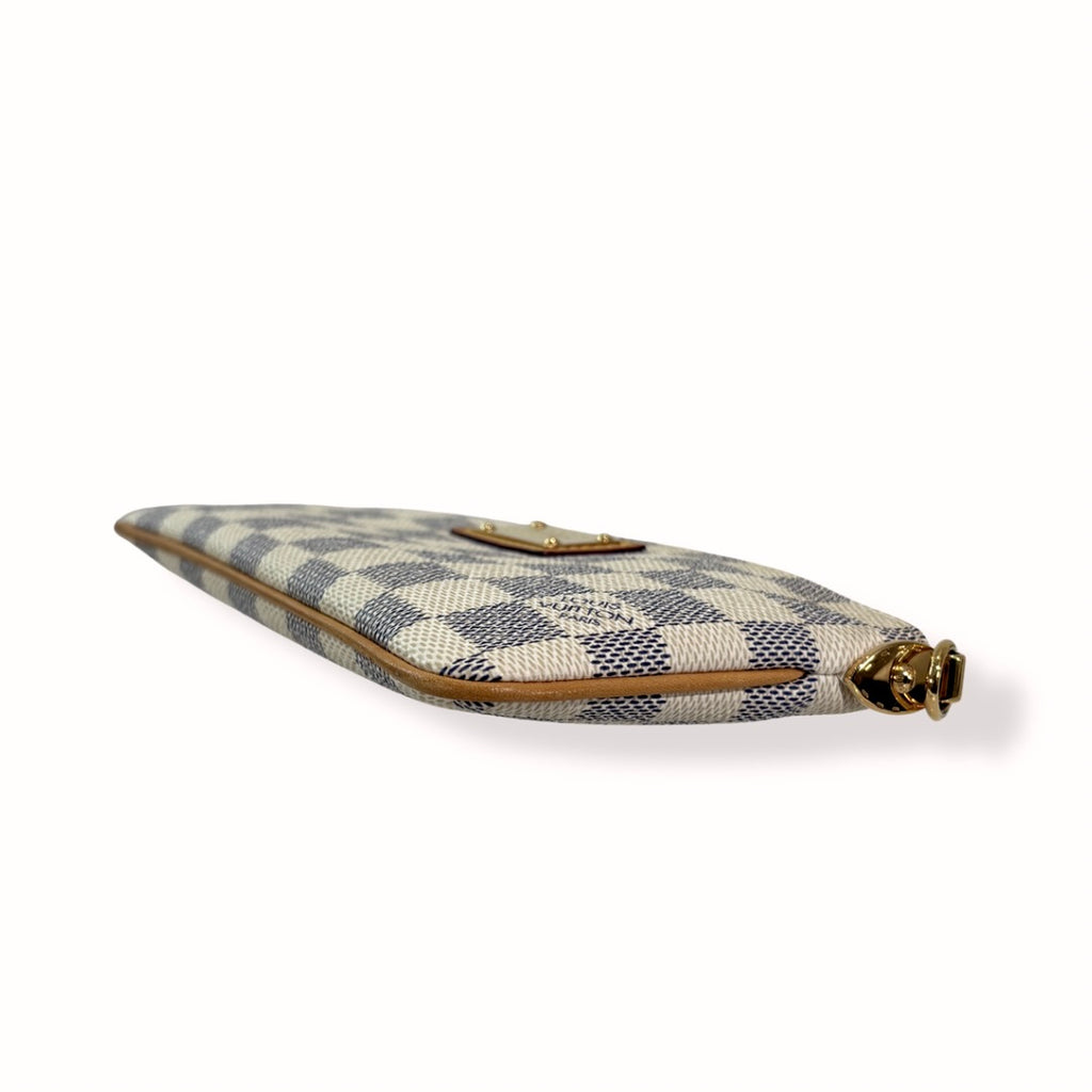 Damier Azur Pochette Milla MM White Gold Hardware