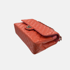 Classic Double Flap Medium Coral Orange Patent Leather