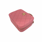 Vanity Top Handle Salmon Pink Lambskin Leather Gold Hardware Microchip
