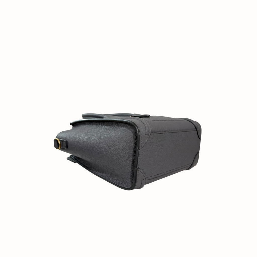Nano Luggage Grey Kohl Drummed Calfskin Leather