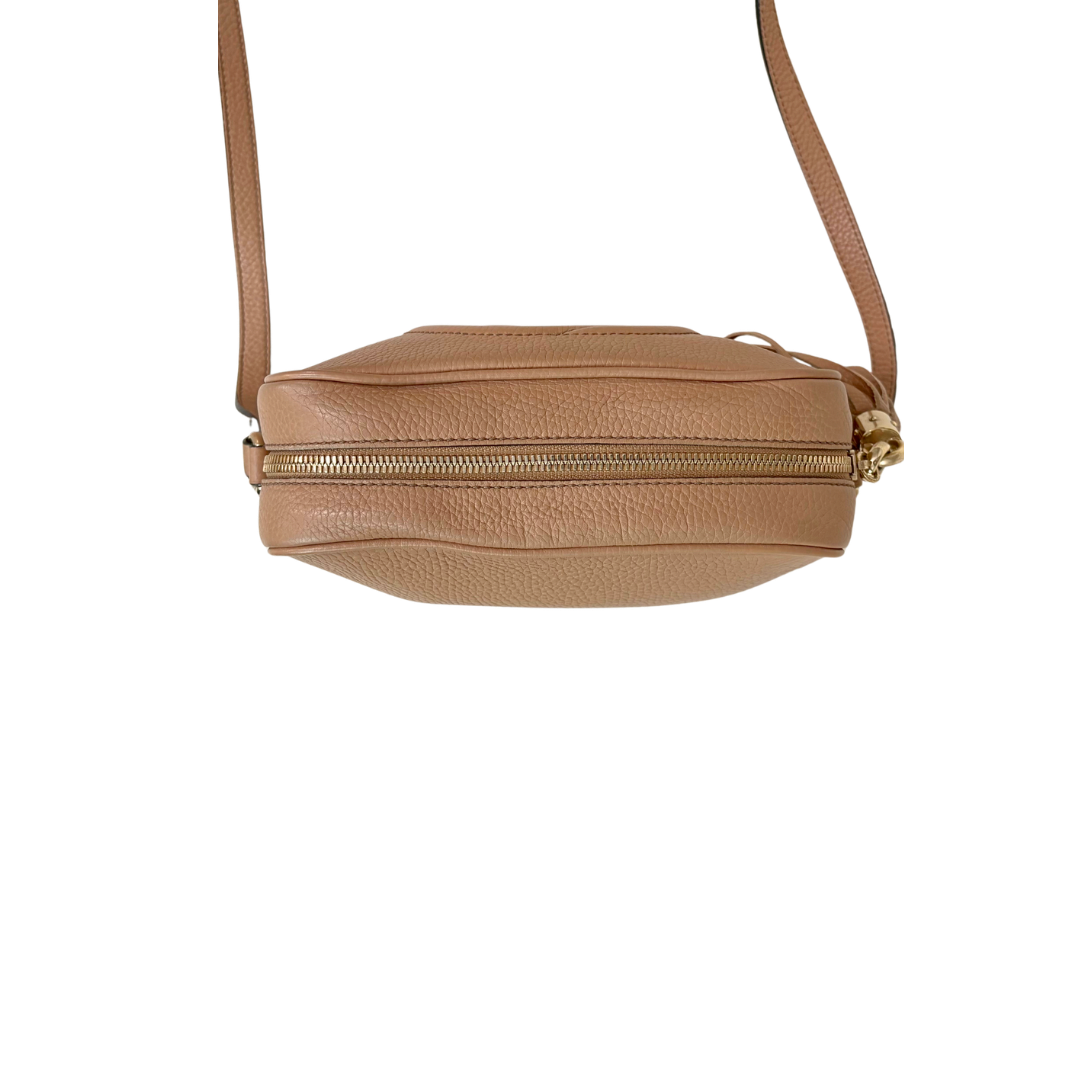 Soho Disco Rose Beige Calfskin Leather Gold Hardware