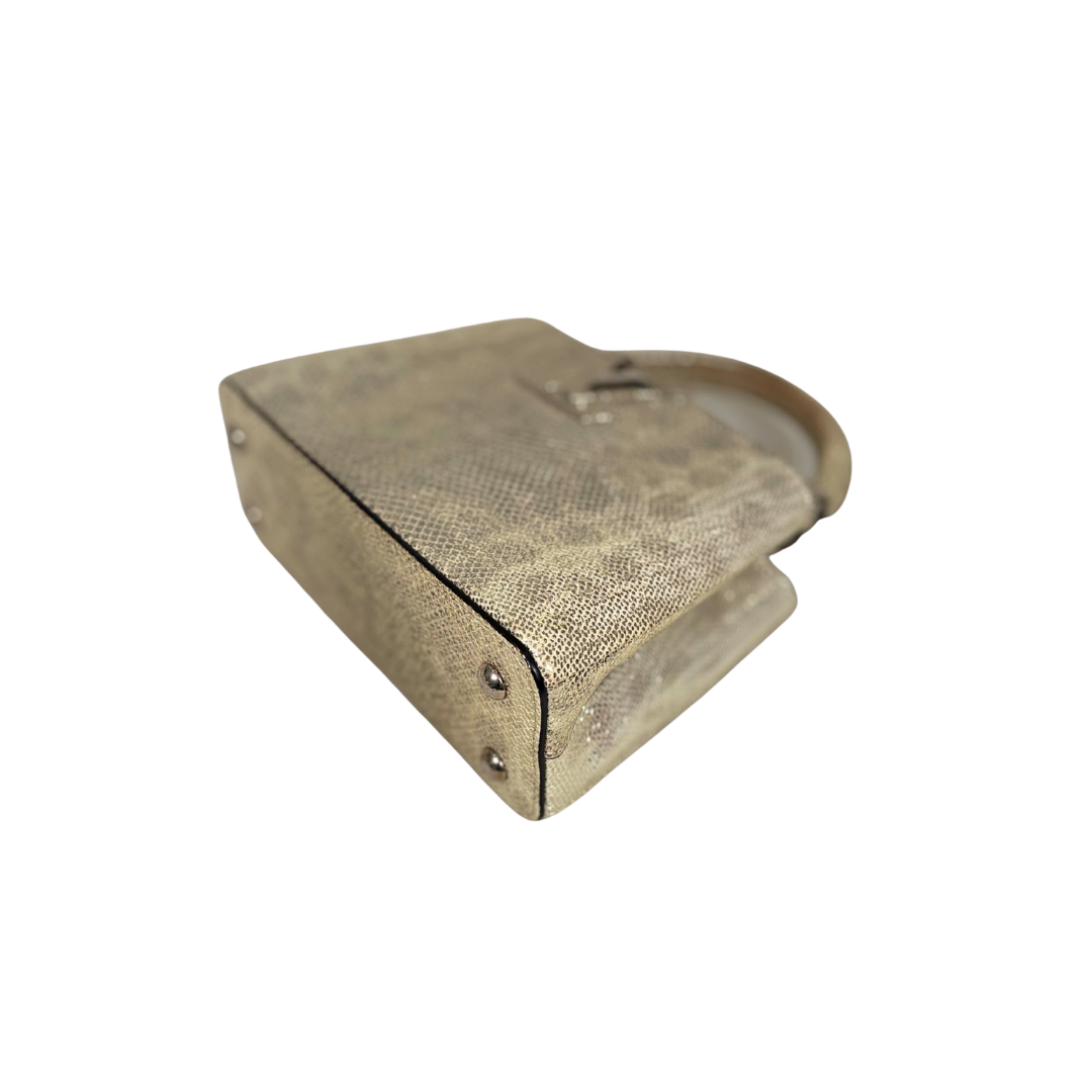 Lizard Capucines Metallic Gold Mini Bag  Silver Hardware