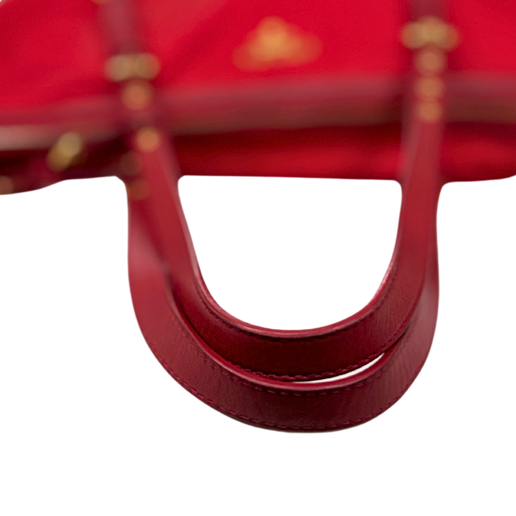 Tessuto Tote Red Saffiano Leather Gold Hardware