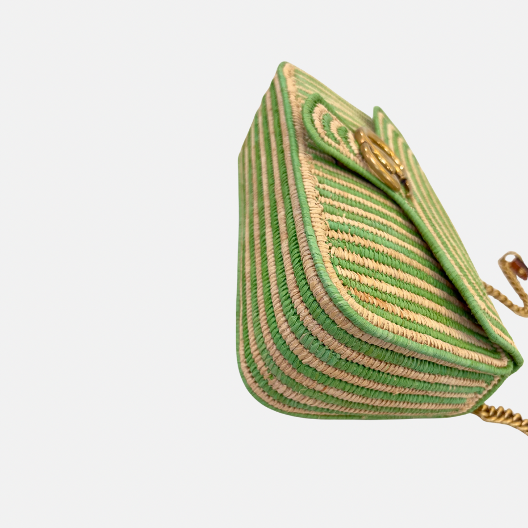 Limited Edition GG Marmont Medium Raffia Woven Gold Hardware