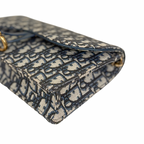 Saddle Pouch Wallet On Chain Medium Blue Oblique Jacquard Gold-Finish Hardware