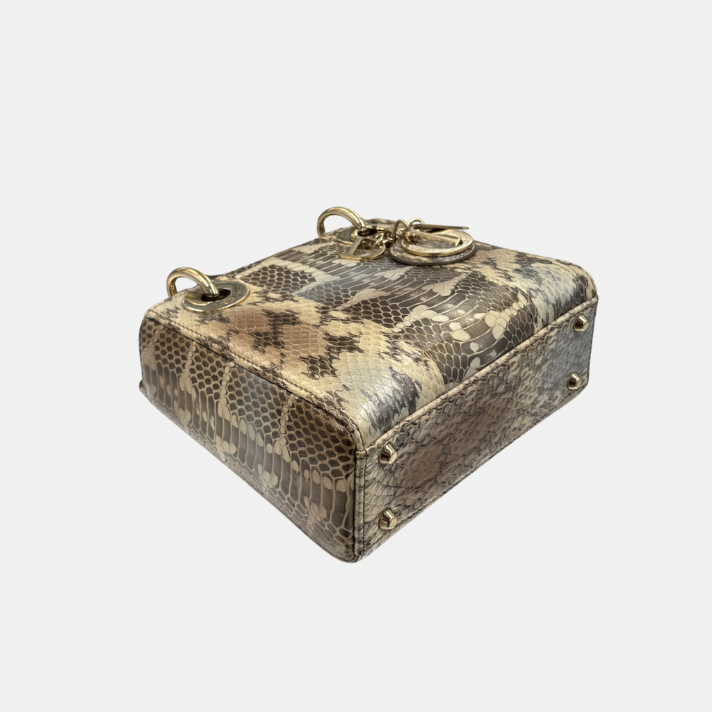Mini Lady Dior Python Snakeskin Gold Hardware
