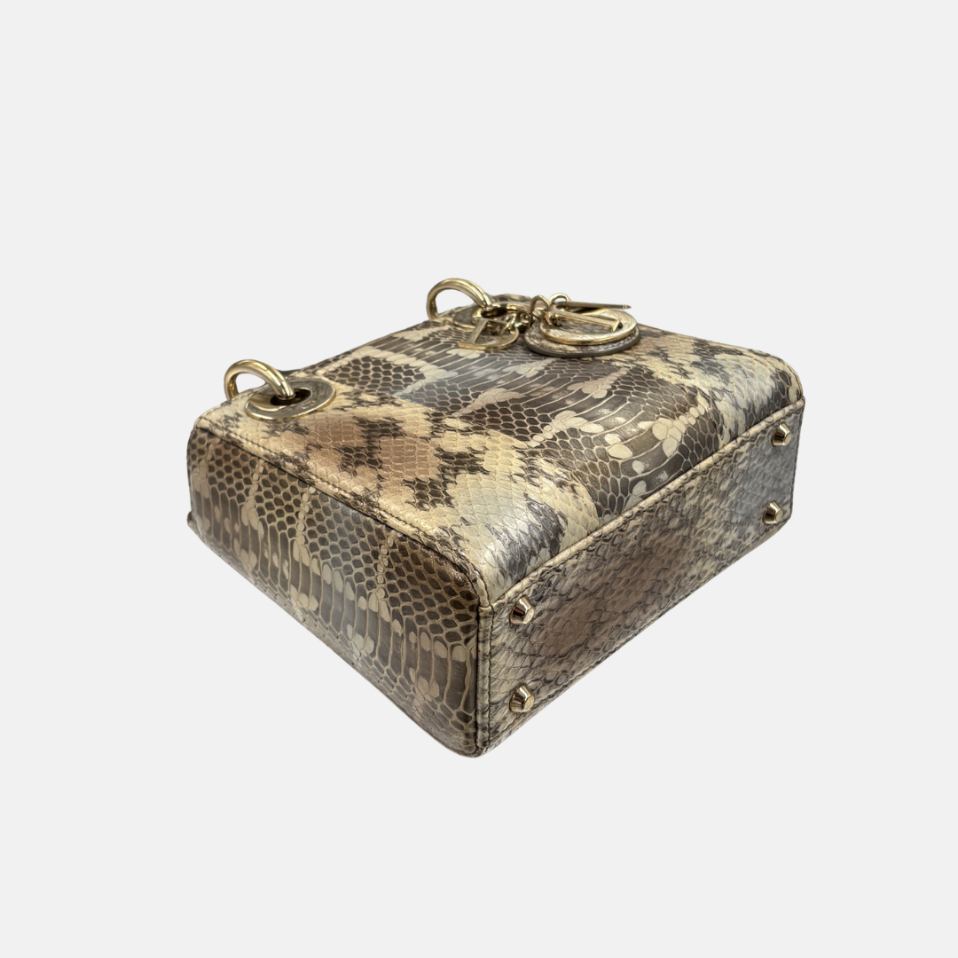 Mini Lady Dior Python Snakeskin Gold Hardware