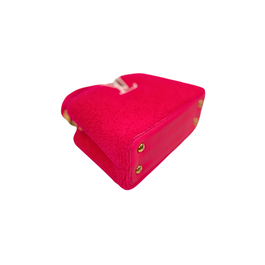 Capucines BB Pink Soft Merino Shearling Gold Hardware