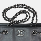 Shopping Tote Bag Woven Chain Black Caviar Leather Ruthenium Hardware Series 22
