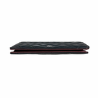 Long Wallet Black Lambskin Leather Silver Hardware