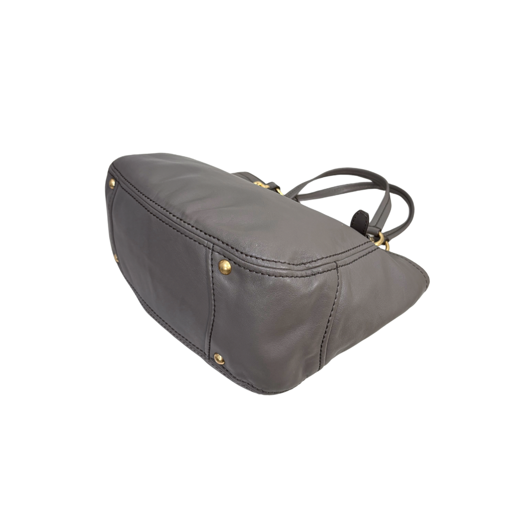 Signature Hobo Bag Vitello Daino Leather Grey Gold Hardware