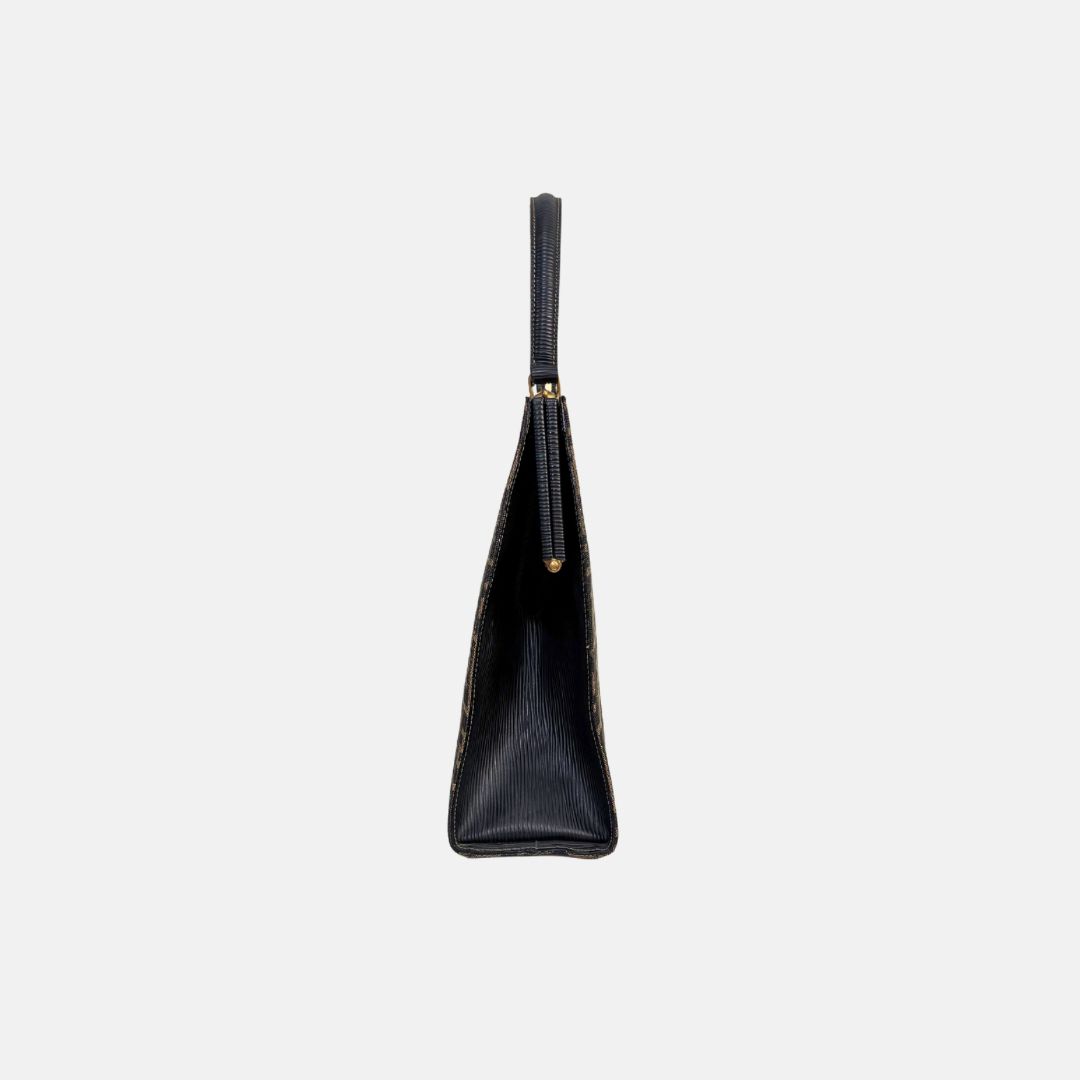 Zucca Canvas Vintage Handbag Brown Gold Hardware