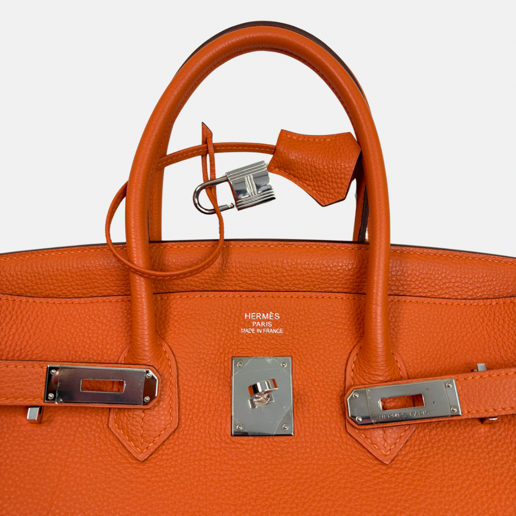 Birkin 35 Orange Togo Palladium Hardware Square N