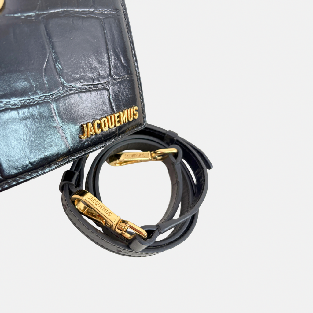 Le Chiquito Crocodile Mini Black Gold Hardware