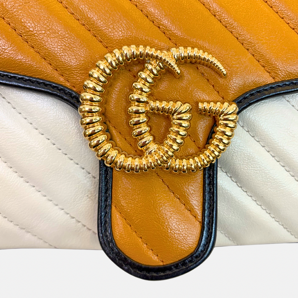 GG Marmont Shoulder Bag Mustard/White Gold Hardware