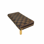 Zippy Wallet Damier Ebene Canvas Gold Hardware
