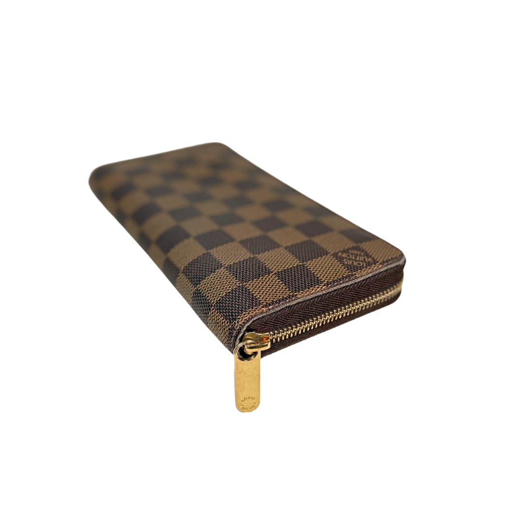Zippy Wallet Damier Ebene Canvas Gold Hardware