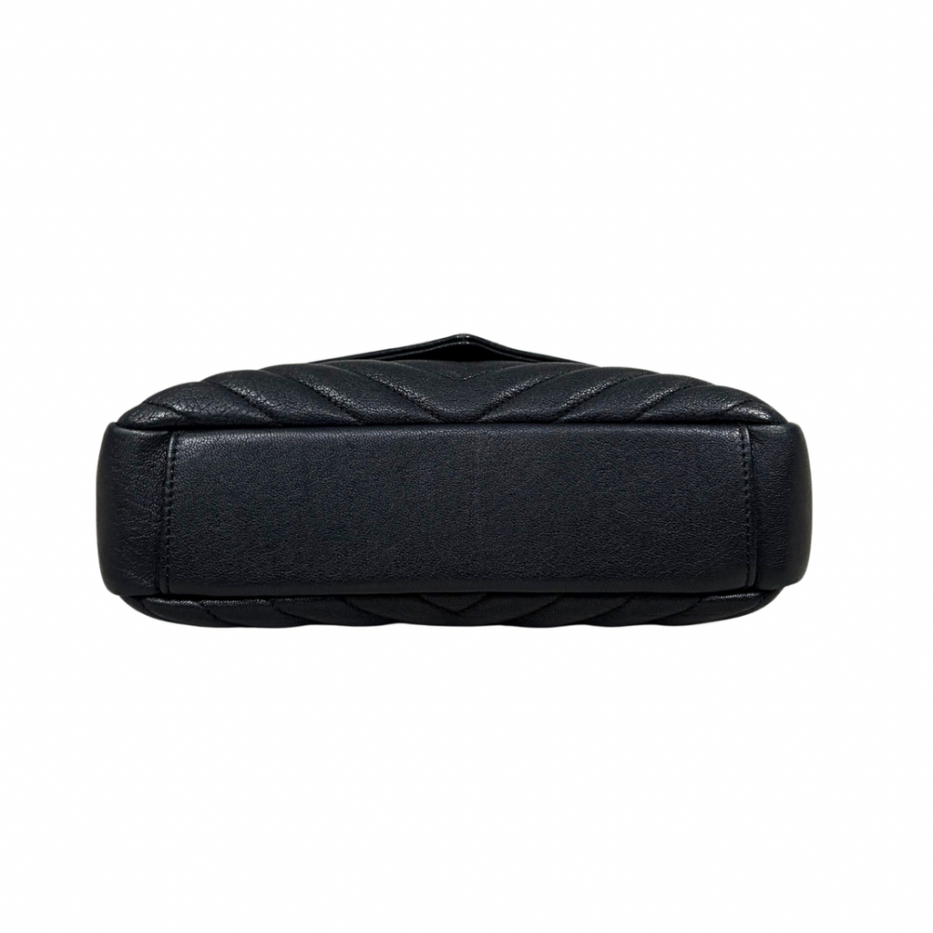 College Bag Black Calfskin Leather Gold Hardware