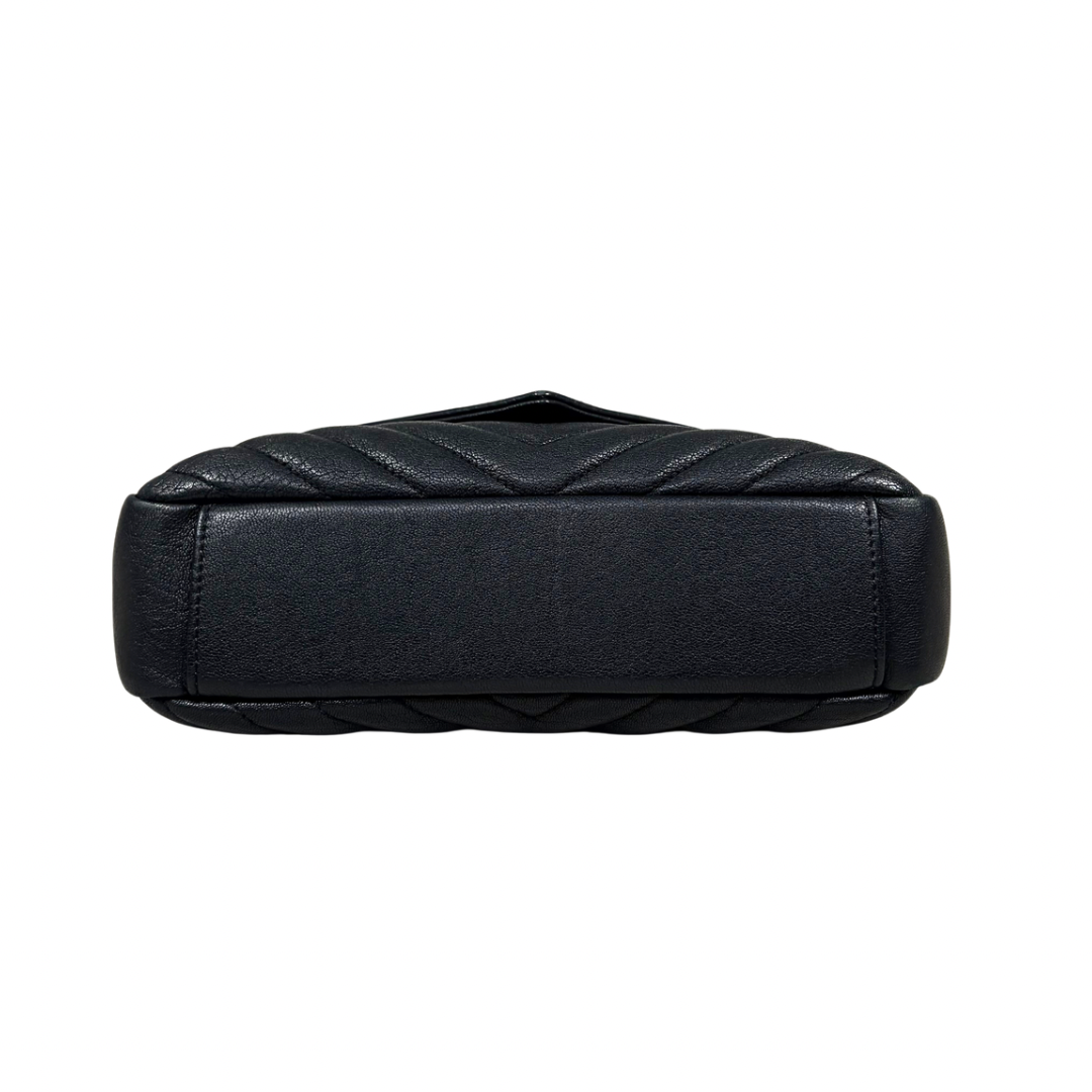 College Bag Black Calfskin Leather Gold Hardware