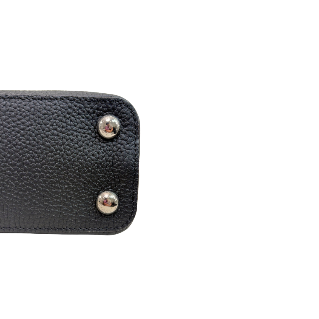 Capucines Snake Skin  Top Handle BB Taurillon Black Silver Hardware