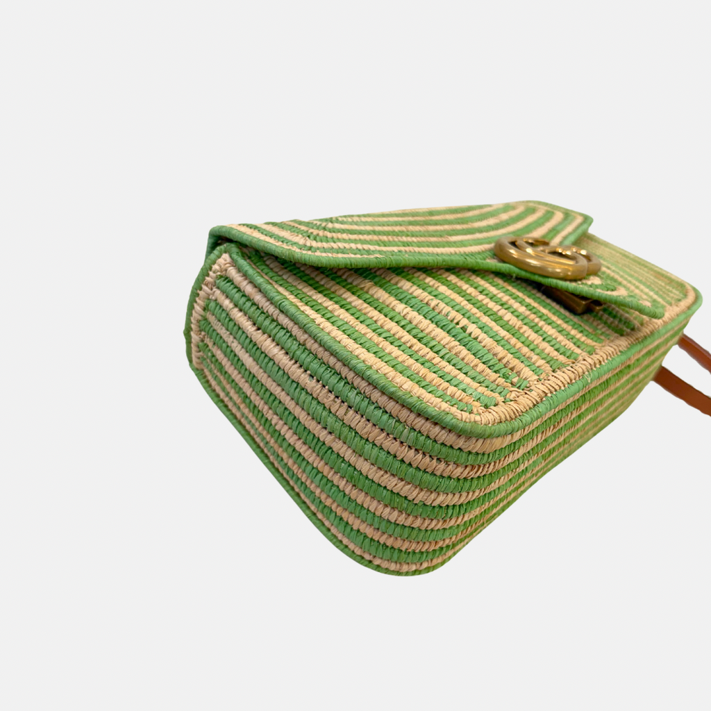Limited Edition GG Marmont Medium Raffia Woven Gold Hardware