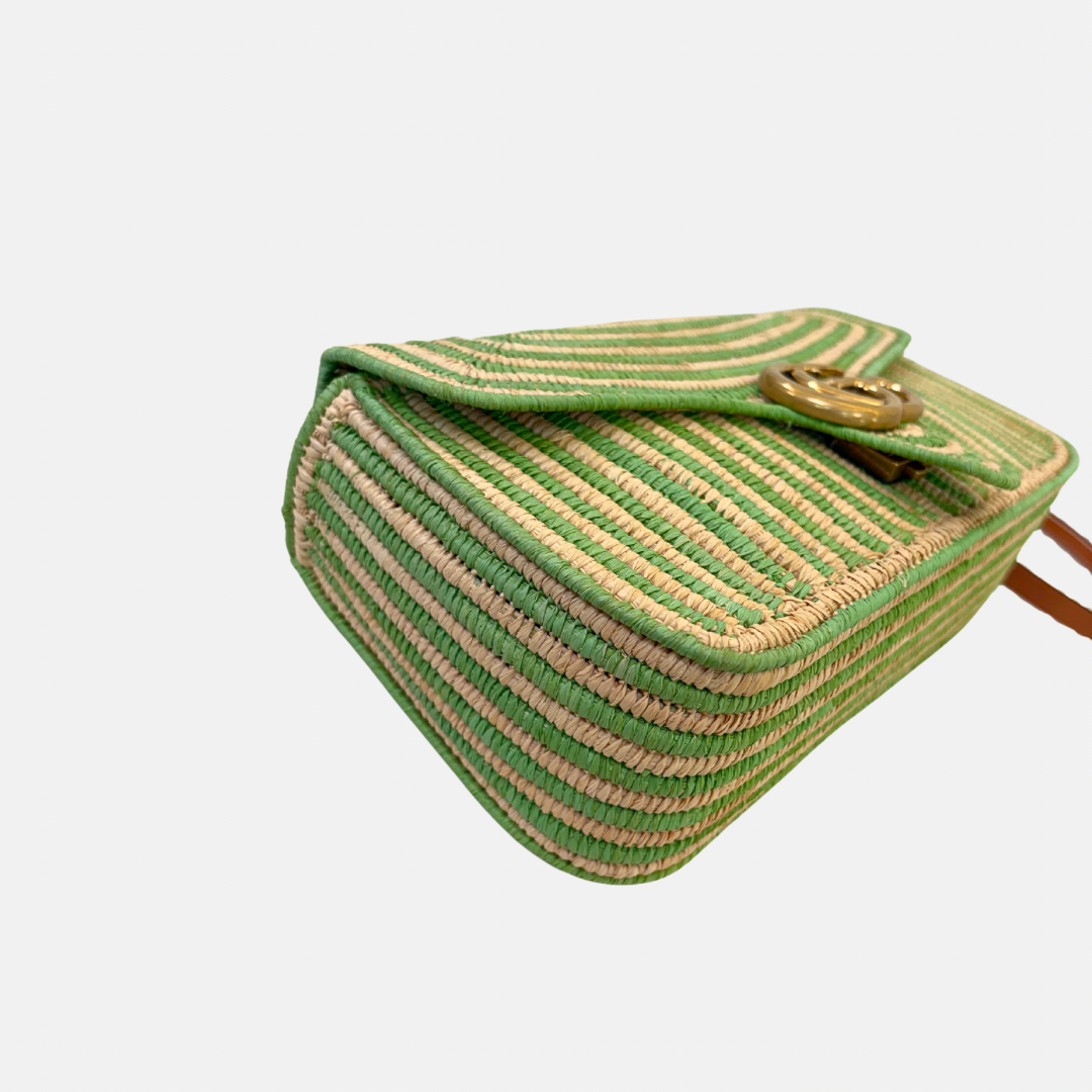 Limited Edition GG Marmont Medium Raffia Woven Gold Hardware