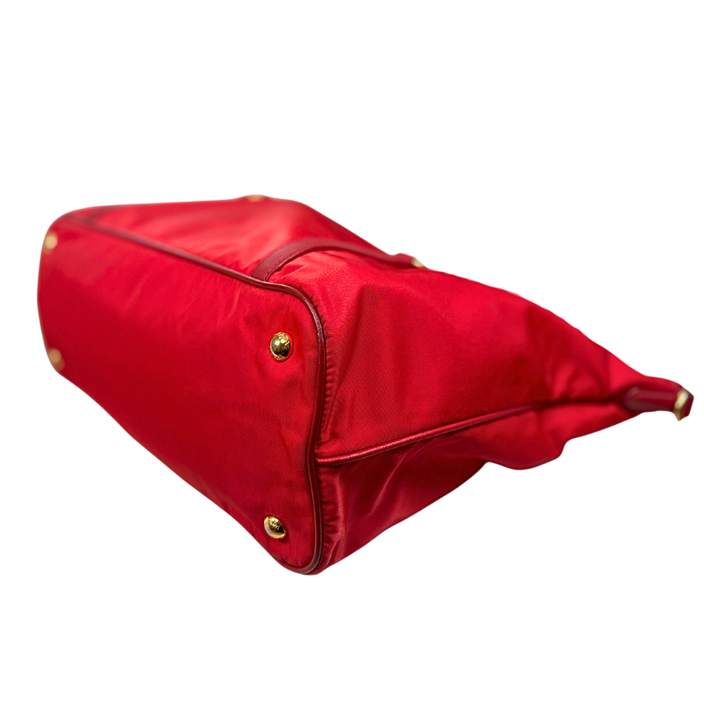Tessuto Tote Red Saffiano Leather Gold Hardware