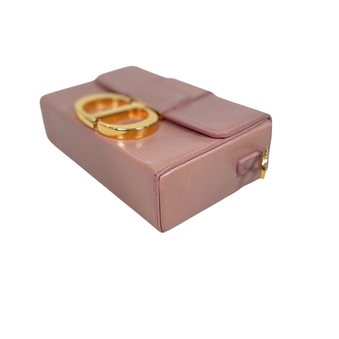Montaigne 30 Poudre Pink Calfskin Leather Gold Hardware