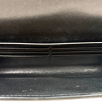 Long Bi-fold Wallet Black Smooth Leather