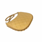 Hobo Bag Yellow Lambskin Leather Gold-Tone Hardware