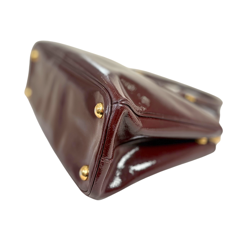 Spazzolato Burgundy Patent Leather Gold Hardware