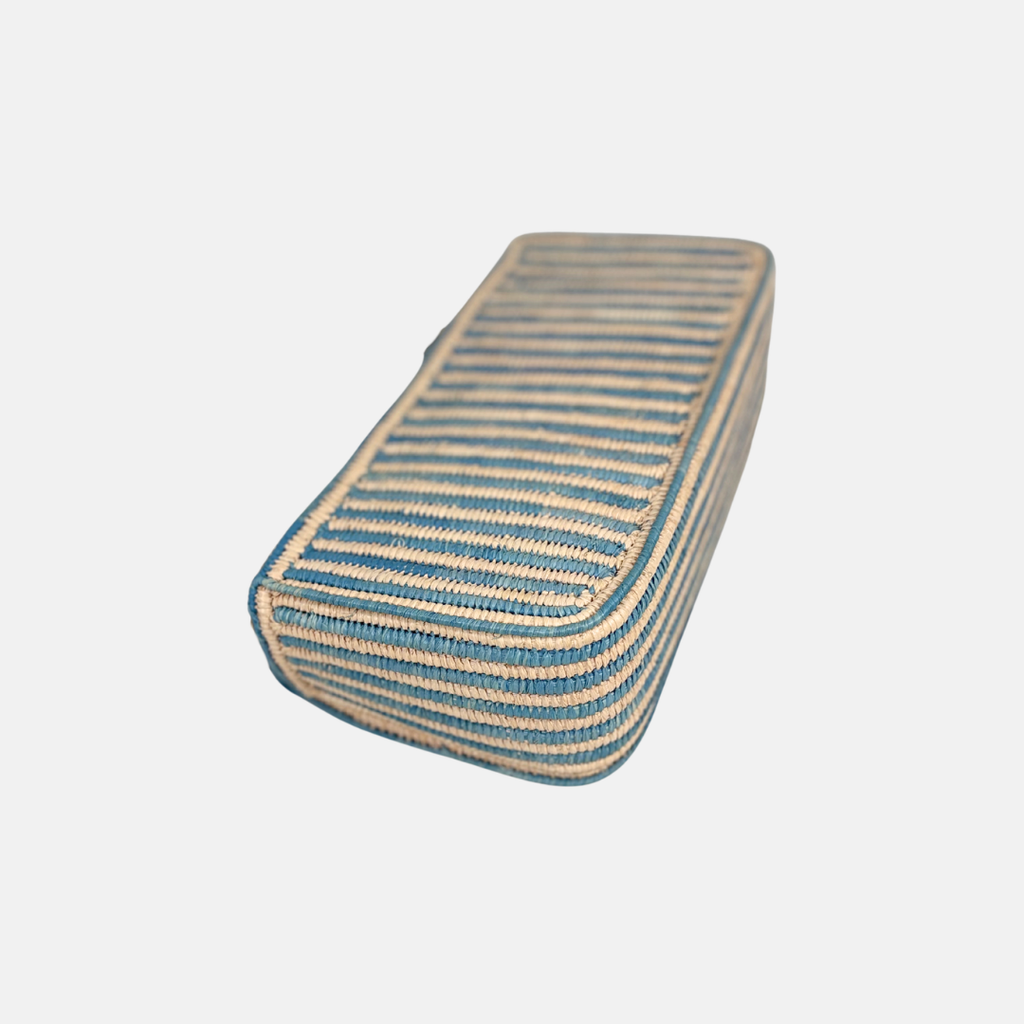 Raffia Woven Blue GG Marmont Shoulder Bag Gold Hardware