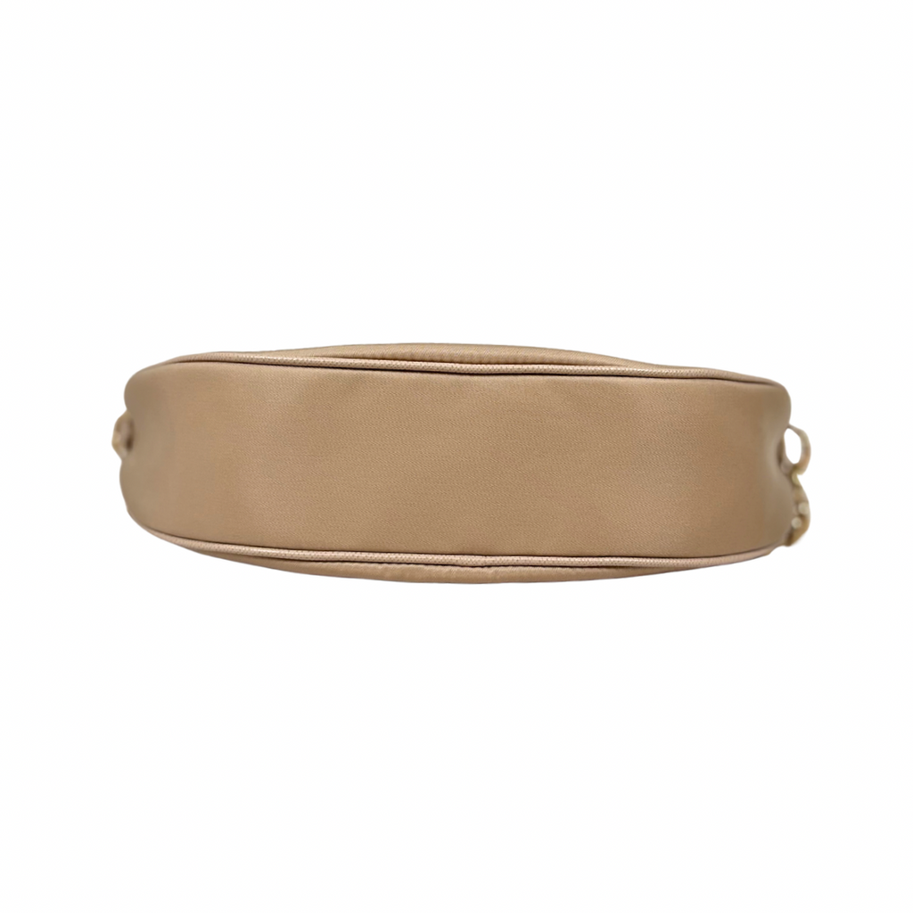 Re-nylon Demi Lune Bandoliera Bag Beige Gold Hardware