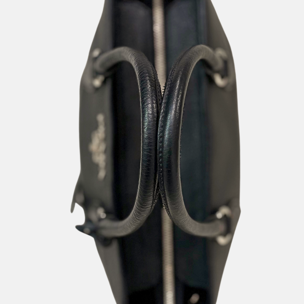Vitello Phenix Black Tote Bag Silver Hardware