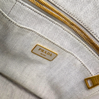 Canapa Tote Bag Grey Demin Canvas Gold Hardware