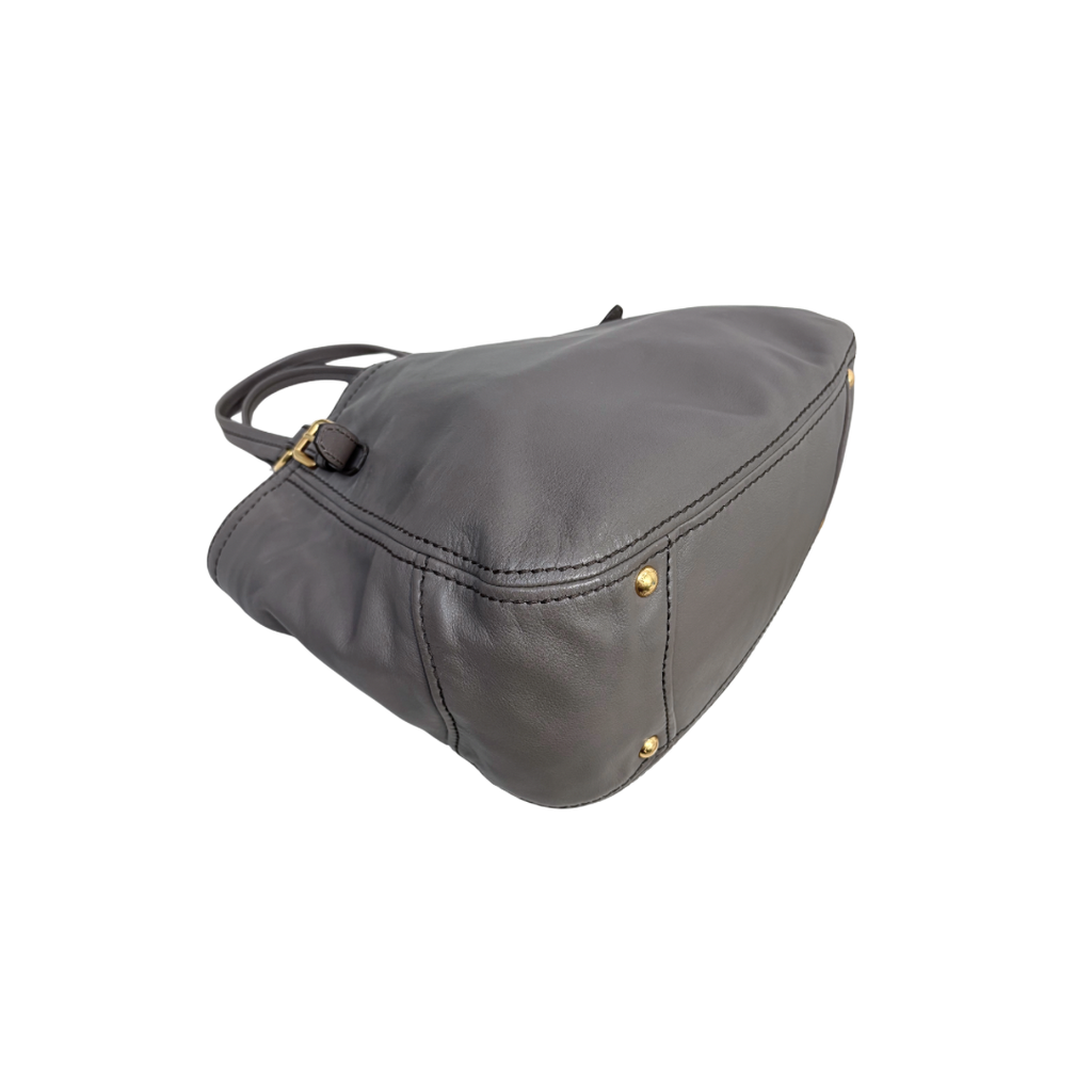 Signature Hobo Bag Vitello Daino Leather Grey Gold Hardware