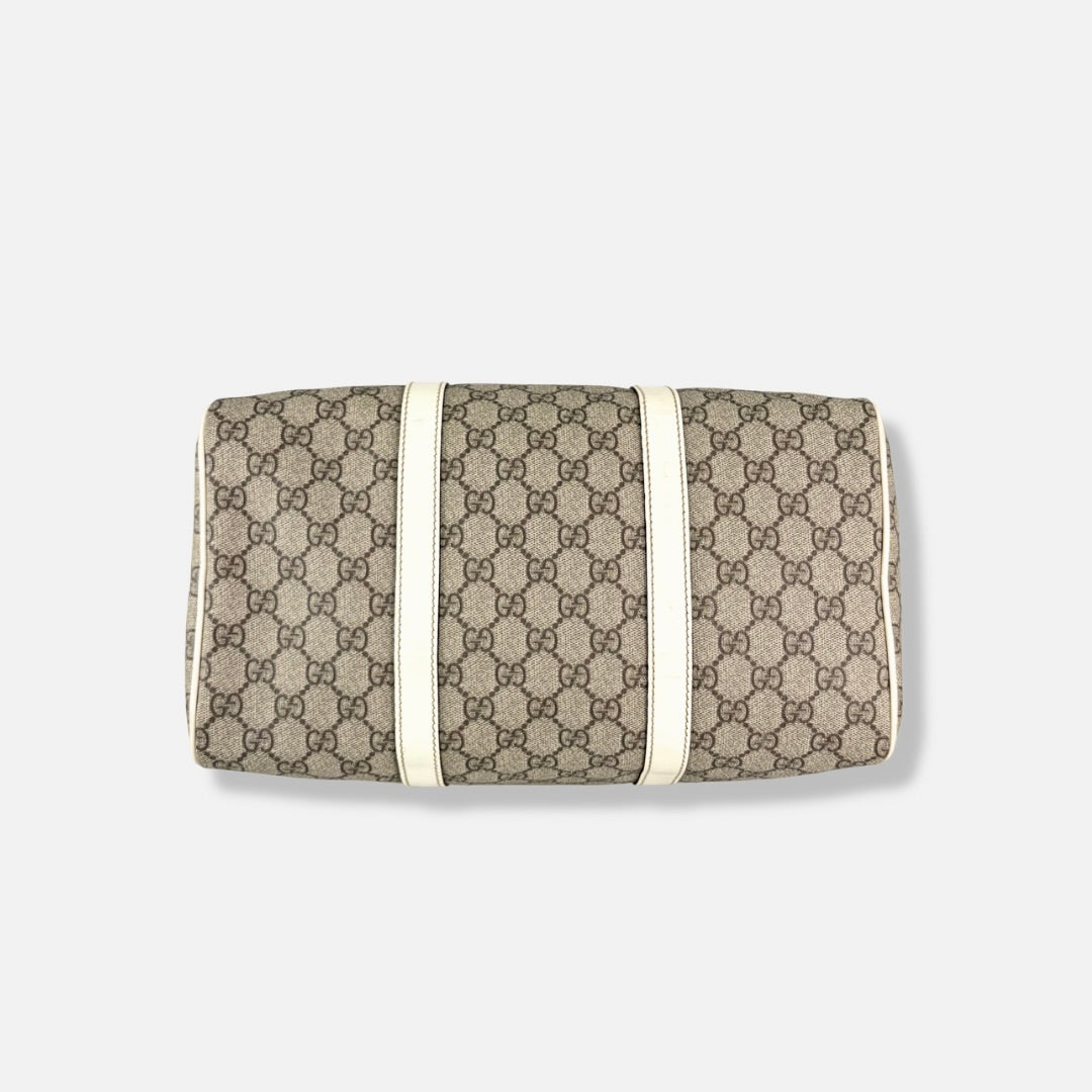Boston GG Supreme Canvas  Beige & White Silver Hardware 30cm