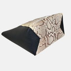 Lock Me Tote Bag Black Python Leather Silver Hardware