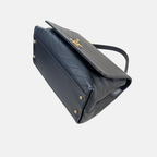 Chevron Chic Flap Bag Medium Black Calfskin Leather Gold Hardware