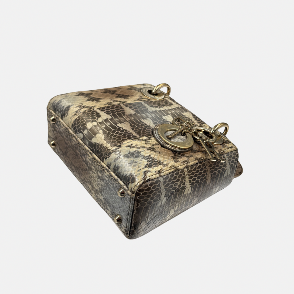 Mini Lady Dior Python Snakeskin Gold Hardware