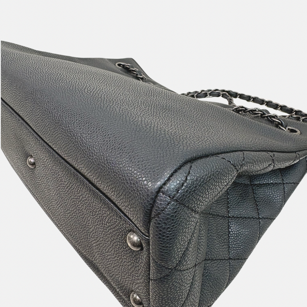 Shopping Tote Bag Woven Chain Black Caviar Leather Ruthenium Hardware Series 22