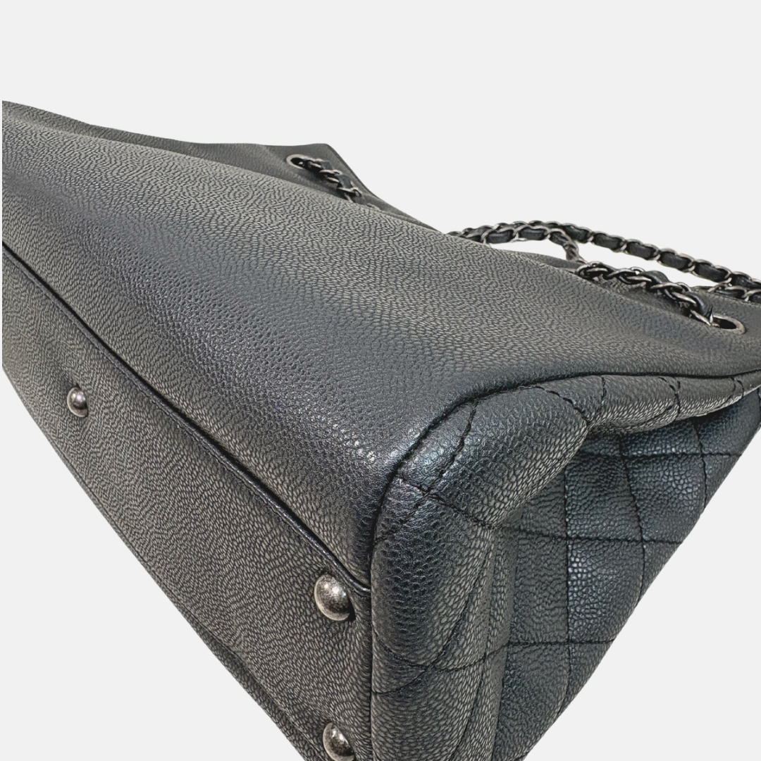 Shopping Tote Bag Woven Chain Black Caviar Leather Ruthenium Hardware Series 22