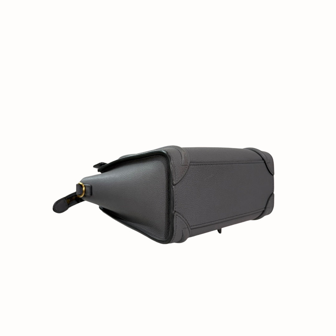 Nano Luggage Grey Kohl Drummed Calfskin Leather